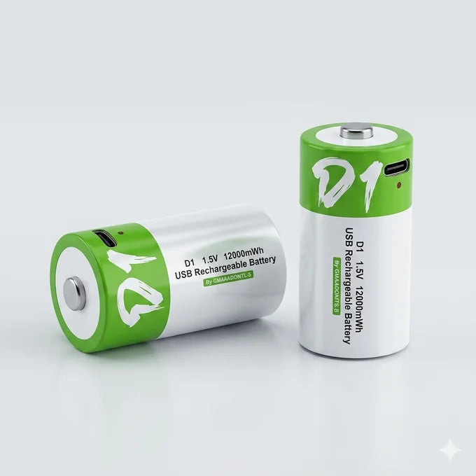 D1 Rechargeable USB Battery Type-C 1.5V – 12000mWh
